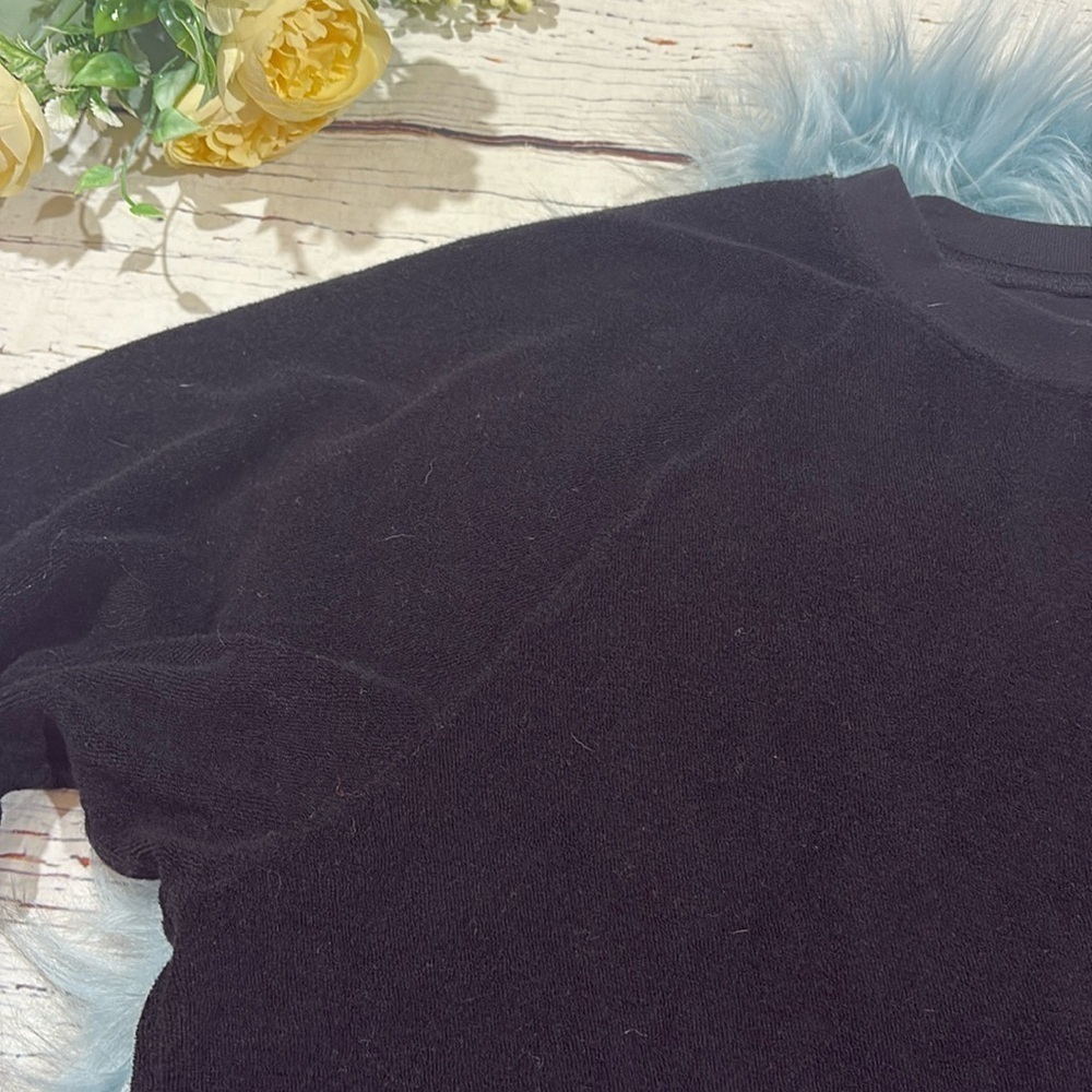 Set Active Black Velour Crewneck Cropped Sweatshirt - Picture 7 of 9